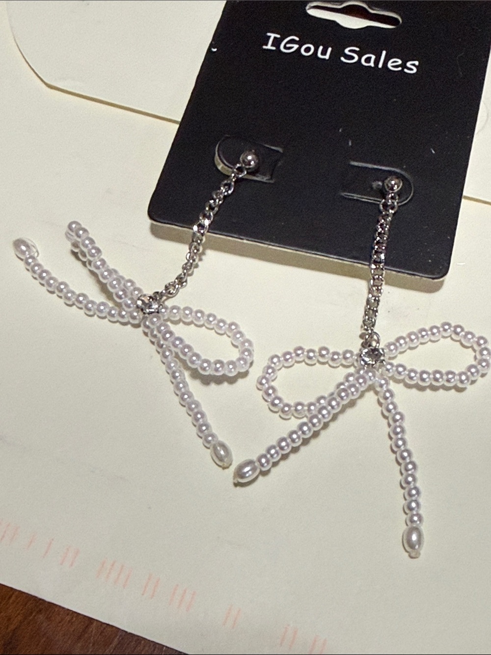 Anthropologie-IGou Sales Pearl Bow Dangle Silver Earrings!!🔥🔥🔥